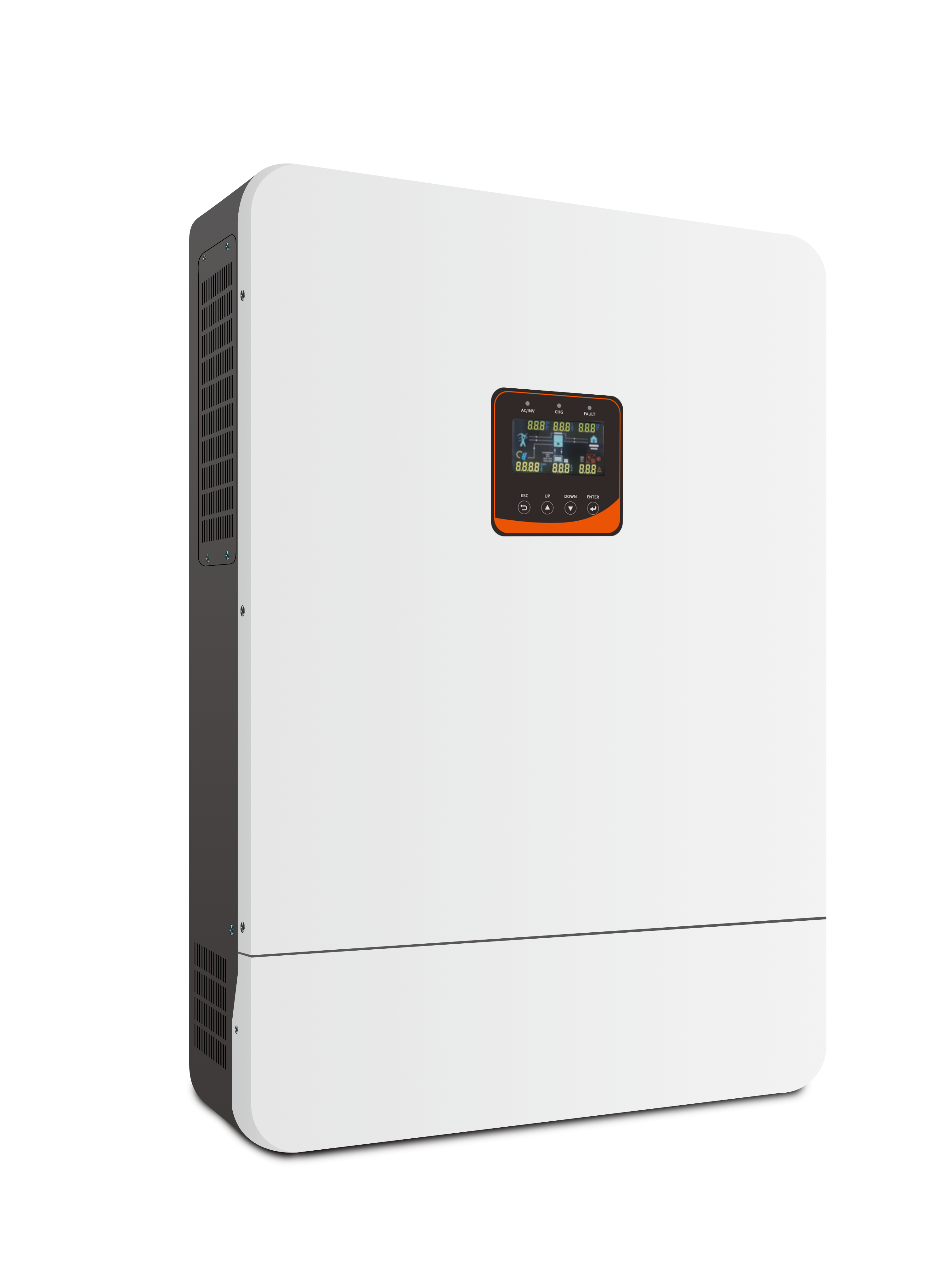 Wall-mounted lithium battery with a sleek white and blue design