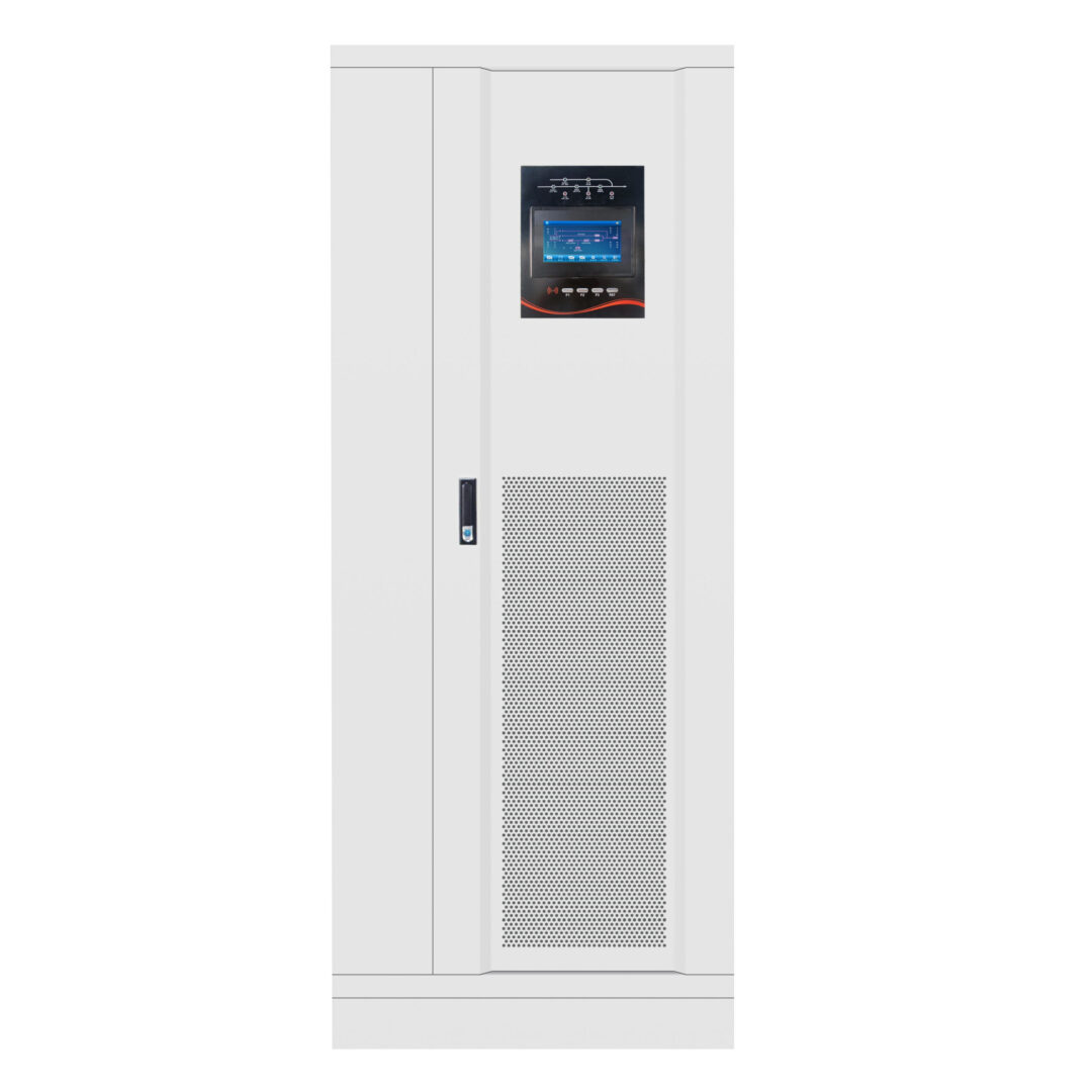 Wall-mounted lithium battery with a sleek white and blue design